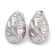 Non-Tarnish Teardrop 304 Stainless Steel Stud Earrings, Stainless Steel Color, 24x15mm(EJEW-H013-31P)