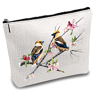 Custom Polycotton Printed Canvas Storage Bags, Rectangle Metal Zipper Pouches, Bird, 18x25cm(ABAG-WH0029-135)