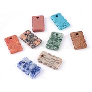 Natural & Synthetic Gemstone Pendants, Rectangle, Dyed, 27~28x17x3~5mm, Hole: 3.5mm(G-Q458-26)
