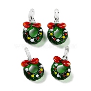 Christmas Series Handmade Lampwork Pendants, Bell, 31~33x17~18x9~10mm, Hole: 5~5.5mm(LAMP-S198-01A)