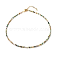 Natural Indian Agate Beaded Necklaces for Women, with 304 Stainless Steel Lobster Claw Clasps, Round, 18.31 inch(46.5cm), Beads: 2.5~3.5mm(NJEW-JN03789-03)
