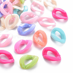 Opaque Acrylic Linking Rings, Quick Link Connectors, For Jewelry Curb Chains Making, Twist, Mixed Color, 23x16x5.5mm, Inner Diameter: 6x13mm, about 580pcs/500g(SACR-R247-02)