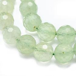 Natural Prehnite Beads Strands, Faceted, Round, Pale Green, 4mm, Hole: 1mm(G-G457-4mm-03F)