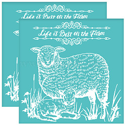 Self-Adhesive Silk Screen Printing Stencil, for Painting on Wood, DIY Decoration T-Shirt Fabric, Turquoise, Game Theme, Sheep, 220x220mm(DIY-WH0527-011)