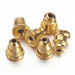 Brass Ear Nuts, Bullet Earring Backs, Golden Color, about 5mm long, 5mm wide, hole: 1mm(X-EC028-G)