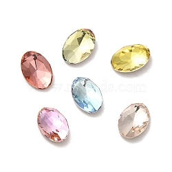 Glass Rhinestone Cabochons, Point Back & Back Plated, Faceted, Oval, Mixed Color, 8x5.5x2.5mm(RGLA-P037-08B-D)