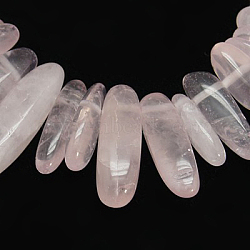 Natural Rose Quartz Stone Beads Strands, Tube, 5~7x15~24x5~6mm, hole: 1mm(G-D288-20)