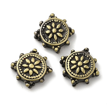 Tibetan Style Rack Plating Brass Bead, Long-Lasting Plated, Flower, Antique Bronze, 15x5mm, Hole: 1.2mm