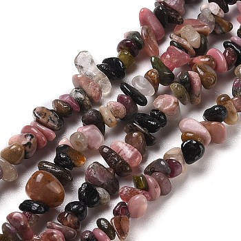 Natural Tourmaline Chip Beads Strands, 4~8x3~7x1.5~3mm, Hole: 0.6mm, 31.89''(81cm)