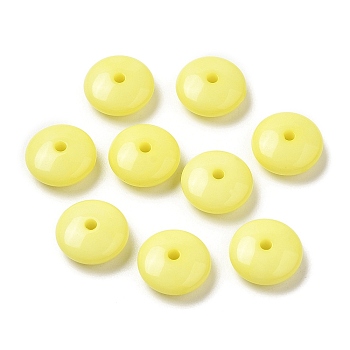 Opaque Acrylic Beads, Disc, Yellow, 10x4mm, Hole: 1.6mm, about 2400pcs/500g