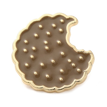 Food Enamel Pins, Light Gold Alloy Brooch, Biscuit, Round, 25x24x1.5mm
