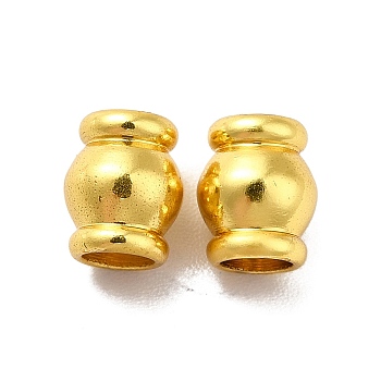 Rack Plating Brass Beads, Long-Lasting Plated, Barrel, Golden, 6x7mm, Hole: 3.5mm
