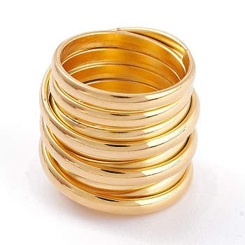 Ion Plating(IP) Unisex 304 Stainless Steel Finger Rings, Column Round Shape, Golden, Size 7, 20~21.5mm, Inner Diameter: 16.9mm