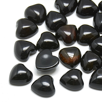 Dyed Natural Black Agate Cabochons, Heart, 15x18x6mm