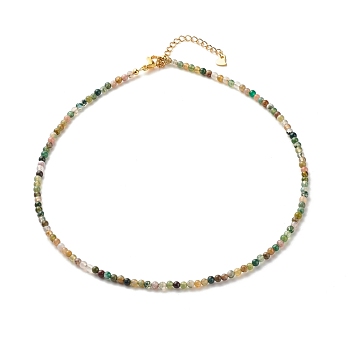 Natural Indian Agate Beaded Necklaces for Women, with 304 Stainless Steel Lobster Claw Clasps, Round, 18.31 inch(46.5cm), Beads: 2.5~3.5mm
