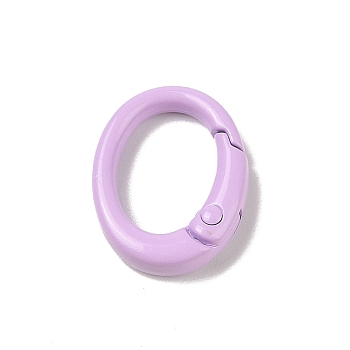 Spray Painted Alloy Spring Gate Rings, Oval, Violet, 19.5x15x4.5mm