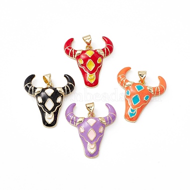 Real 18K Gold Plated Mixed Color Cattle Brass+Enamel Pendants