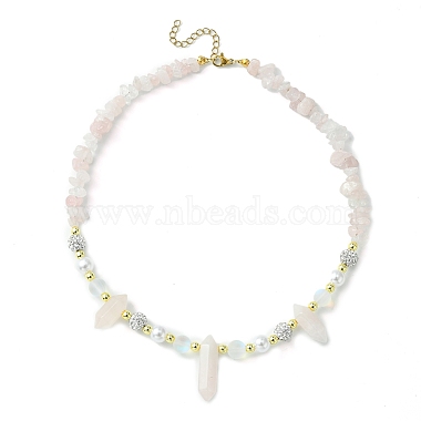 Natural Mixed Gemstone Bullet & Synthetic Moonstone Beaded Necklaces(NJEW-JN04406)-2
