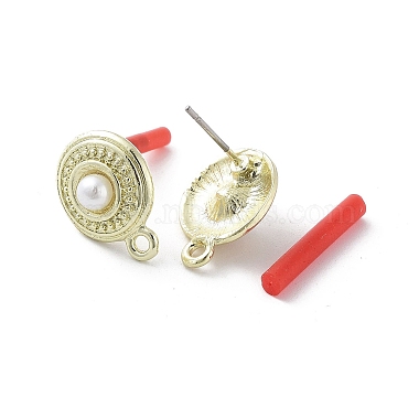 Rack Plating Golden Alloy with ABS Pearl Stud Earring Findings(EJEW-B036-03G-12)-2