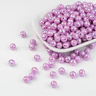 Perles rondes en acrylique poly styrène écologique coloré à facettes(SACR-K001-6mm-49)-2
