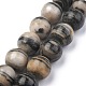 Natural Black Silk Stone/Netstone Round Beads Strands(G-N0148-03-12mm)-1