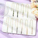 Gemstone Ear Thread for Women, with Brass Stud Earrings, Rondelle, Golden, 100x3mm(EJEW-JE07284)