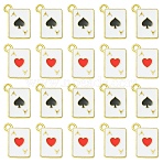 40Pcs 2 Styles Golden Alloy Enamel Pendants, Rectangle with Playing Card Charm, Spade/Heart, Mixed Color, 15.5x11.5x1.3mm, Hole: 1.2mm, 20pcs/style(ENAM-CJ0005-72)