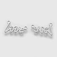 201 Stainless Steel Pendants, Word Love, Stainless Steel Color, 10x17x1mm, Hole: 1.5mm(STAS-Q201-T477)