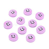 Handmade Polymer Clay Cabochons, Flat Round with Expression, Plum, 9~10x1~2mm, about 5000pcs/1000g(CLAY-N006-94C)