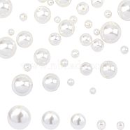 40Pcs 5 Sizes Shell Pearl Beads, Half Drilled Beads, Polished, Round, White, 8pcs/style(BSHE-NB0001-11)