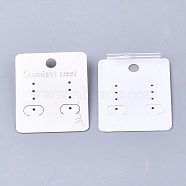 Plastic Display Cards, Used For Earrings, Rectangle, Linen, 4.9x4x0.7~0.8cm, Hole: 6mm(CDIS-S027-18)