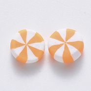 Handmade Polymer Clay Beads, No Hole/Undrilled, Candy, Orange, 9~11x4.5~6mm(CLAY-R084-01C)