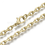 Brass Cable Chains Necklace Making, with Brass Lobster Clasps, Unwelded, Matte Gold Color, 23.81 inch(60.5cm) long, link: 5.5x4x1mm, jump ring: 5x1mm, 3mm inner diameter(MAK-N034-004A-MG)
