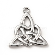 201 Stainless Steel Pendants, Trinity Knot Charms, Stainless Steel Color, 27.5x25.5x3mm, Hole: 3mm(STAS-H172-14P)
