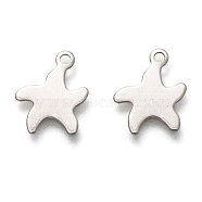 201 Stainless Steel Charms, Laser Cut, Starfish/Sea Star, Stainless Steel Color, 13x10.5x0.5mm, Hole: 1.4mm(STAS-C017-06P)
