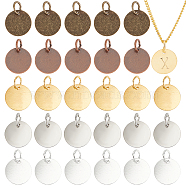 AHADERMAKER 50Pcs 5 Colors Brass Pendants, Flat Round, Mixed Color, 12x0.2mm, 10pcs/color(KK-GA0001-23)