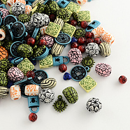 Mixed Antique Style Acrylic Beads/Pendants, Mixed Color, 7~25x7~20x4~13mm, Hole: 1~4mm(MACR-R546-05)
