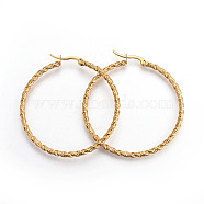 Ion Plating(IP) 304 Stainless Steel Big Hoop Earrings, Twisted, Golden, 10 Gauge, 46x45x2.5mm, Pin: 1.2x0.7mm(EJEW-L215-16G)