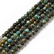 Natural African Turquoise(Jasper) Beads Strands, Faceted, Round, 3mm, Hole: 0.7mm, about 142pcs/strand, 15.35''(39cm)(G-P472-01)