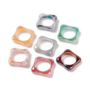 Opaque Acrylic Linking Rings, Irregular Square with Inner Round, AB Color Plated, Mixed Color, 22.5x22.5x6mm, Inner Diameter: 17.5mm(OACR-E004-04)