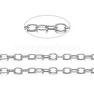 Brass Cable Chains, Soldered, with Spool, Oval, Cadmium Free & Nickel Free & Lead Free, Long-Lasting Plated, Platinum, 2x1.5x0.35mm, about 301.83 Feet(92m)/roll(CHC-034Y-P-NF)