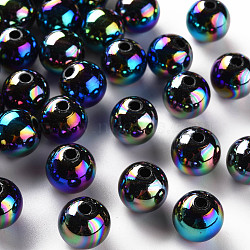 Opaque Acrylic Beads, AB Color Plated, Round, Black, 12x11mm, Hole: 2.5mm, about 566pcs/500g(MACR-S370-D12mm-S002)