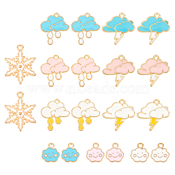 ARRICRAFT Weather Theme Alloy Enamel Pendants, Mixed Shapes, Golden & Light Gold, Mixed Color, 20pcs/box(ENAM-AR0001-05)