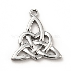 Non-Tarnish 201 Stainless Steel Pendants, Trinity Knot Charms, Stainless Steel Color, 27.5x25.5x3mm, Hole: 3mm(STAS-H172-14P)