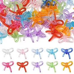 50Pcs Transparent Acrylic Beads, Bowknot, Mixed Color, 25.5~26x27.5~28x9mm, Hole: 3mm(TACR-FS0001-71)