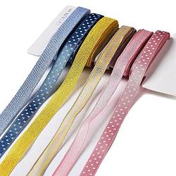 18 Yards 6 Colors Polyester Ribbon, for DIY Handmade Craft, Hair Bowknots and Gift Decoration, Rainbow Color Palette, Mixed Color, 3/8~1/2 inch(10~12mm), about 3 yards/color(SRIB-C001-B08)