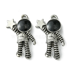 Alloy Enamel Pendants, Spaceman with Star Charm, Antique Silver, 25x17x4.5mm, Hole: 1.8mm(FIND-R146-06)