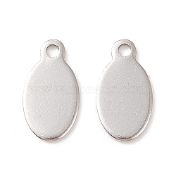 304 Stainless Steel Stamping Blank Tag Pendants, Flat Oval, Stainless Steel Color, 13x7x0.8mm, Hole: 1.5mm(STAS-P134-12)
