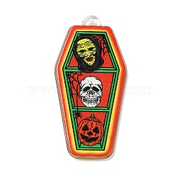 Halloween Acrylic Pendants, Coffin, Skull, 43.5x20.5x2mm, Hole: 1.4mm(MACR-K330-23A)