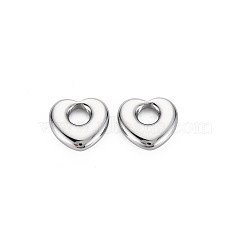 Non-Tarnish 304 Stainless Steel Charms, Heart, Stainless Steel Color, 12x12x3mm, Hole: 4mm(STAS-N097-152P)